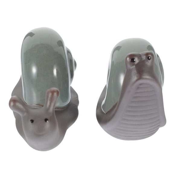 GOOHOCHY 2Pcs Retro Ceramic Snail Tea Pet Tea Table Adornment Chic Home Decoration