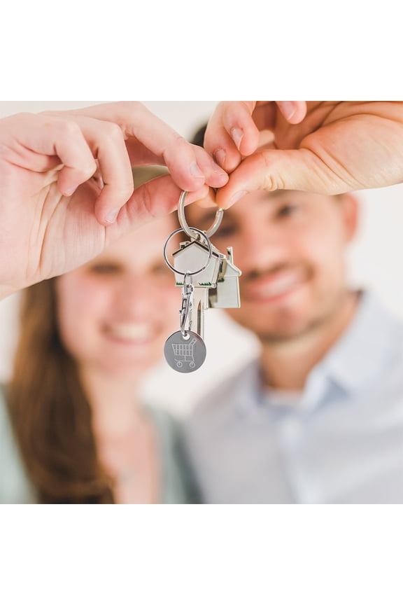 Quarter Keychain 2Pcs Stainless Steel Classic Style For Grocery Trolleys