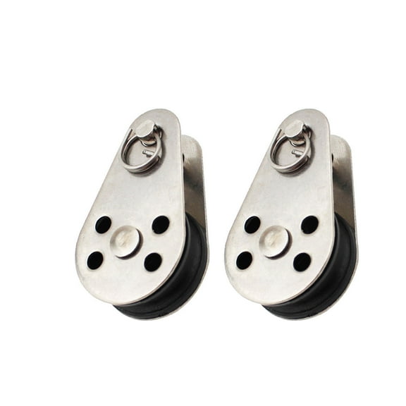 GOOHOCHY 2Pcs Stainless Steel Single Pulley with Practical Nylon Rope for Tackle Puller Lift Tools