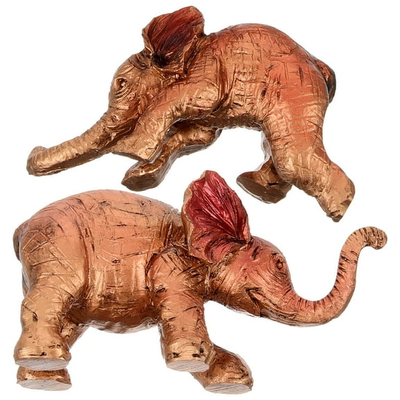 GOOHOCHY 2Pcs Vivid Elephant Statue Resin Elephant Adornment Desktop Elephant Figurine Elephant Statue Decor