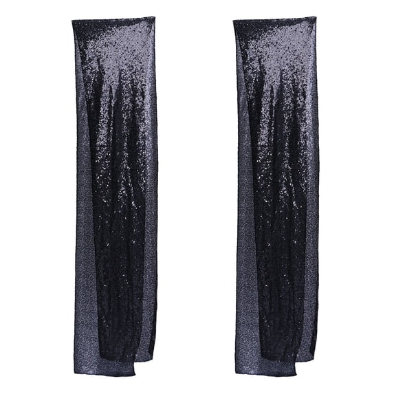 GOOHOCHY 2pcs Black Sequin Table Runner Rectangular Glitter Runner Tablecloth for Wedding Party Christmas