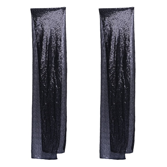 GOOHOCHY 2pcs Black Sequin Table Runner Rectangular Glitter Runner Tablecloth for Wedding Party Christmas