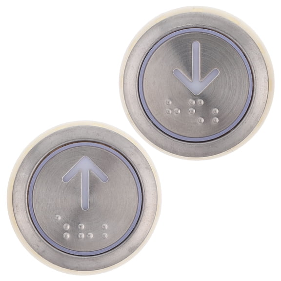 GOOHOCHY 2pcs Commercial Elevator Buttons Stainless Steel Elevator Control Buttons Replacement with Braille for Home Elevator Repair Supplies