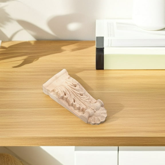 GOOHOCHY 2pcs Decorative Carved Wood Corbels Elegant European Style Wooden Corner Trim Solid Wood Carving Onlays Furniture Attachment For Home And Commercial Spaces