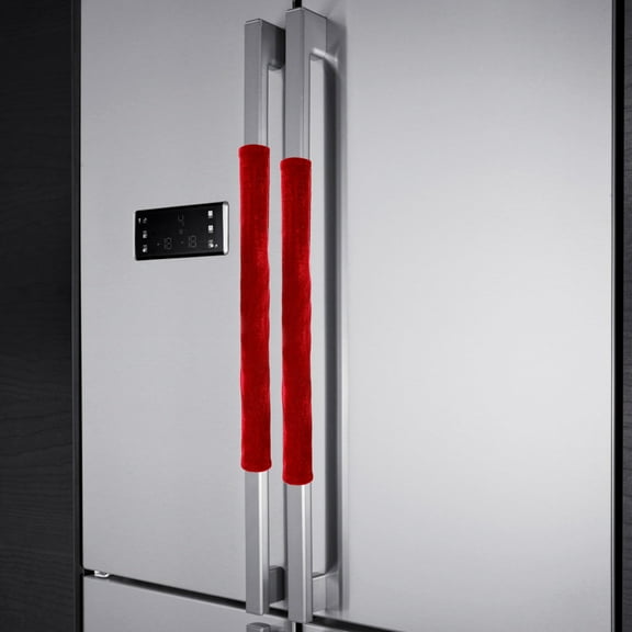 Mobutofu Kitchen Appliance Handle Protector Red Velour 2Pcs 15.4x4.7x0.2In