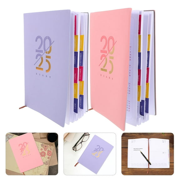 Mobutofu Back to School Day Planner Notebook Planner Book PU Purple Friends Gifting 2Pcs
