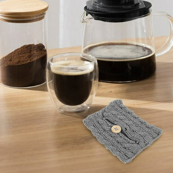 GOOHOCHY 2pcs Knitted Coffee Mug Sweater, Anti-Scald Tea Cup Sleeve Reusable Insulated Drink Cover Cup Holder for Hot Cold Beverages