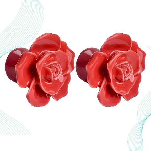 GOOHOCHY Set of 2 Red Ceramic Cabinet Knobs and Drawer Pull Handles for Kitchen Cupboards and Furniture