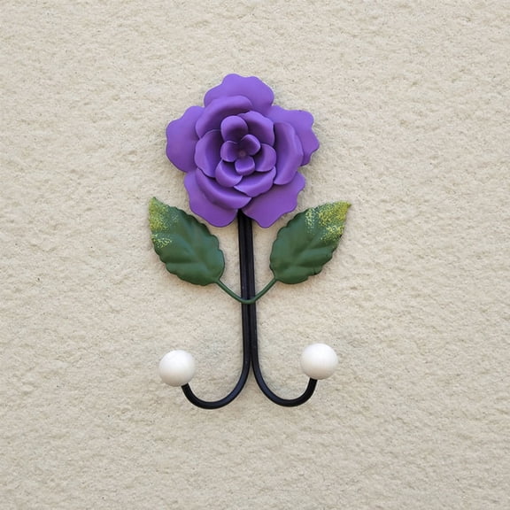 FUEENIRVA 2Pcs Flower Shape Wall-Mounted Hooks Iron Clothes Hat Storage Hangers for Home