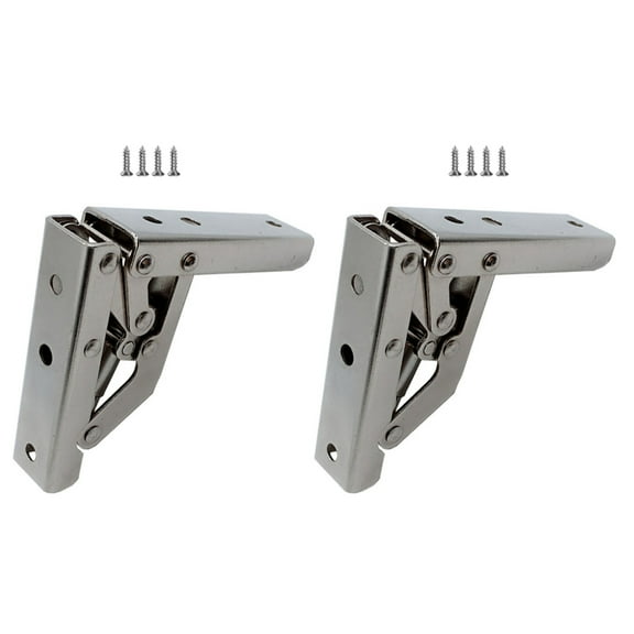 GOOHOCHY 2pcs Stainless Steel 90 Degree Folding Shelf Hinge Desktop Bracket Hinges