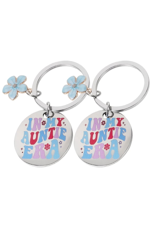 2pcs Stainless Steel Auntie Floral Present Ideas Keychain In My Auntie Era Keychain Auntie Key Chain From Niece Birthday New Aunties Present