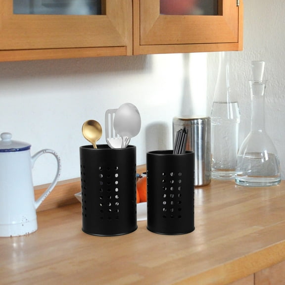 GOOHOCHY 2pcs Stainless Steel Cooking Utensil Holder For Countertop Stylish Utensil Organizer Versatile Kitchen Storage For Spoons Chopsticks And More