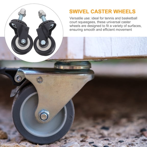 Mobutofu 2Pcs Black Swivel Caster Wheels Universal Replacement Wheels for Home Squeegee