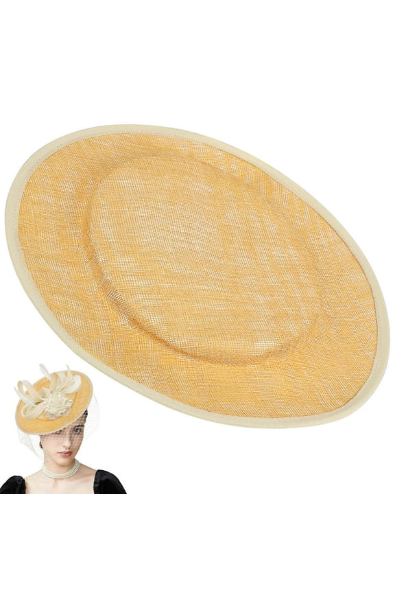 2pcs Wommen Sinamay Base Cocktail Hat Fascinator Round Base Hat Round Base Millinery DIY Craft Accessory Yarn Hat Bottom (Apricot)