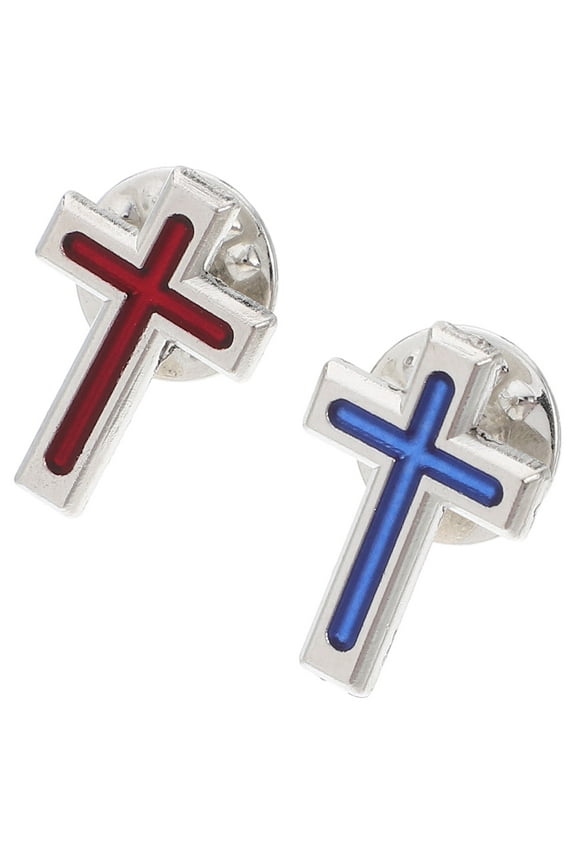 Cross Brooch Pin, 2-Piece Christian Religious Metal Pins & Brooches