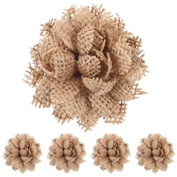 GOOHOCHY 3 Count Hessian Burlap Flowers Large Chrysanthemums in Linen Daisy