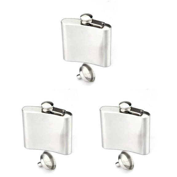 GOOHOCHY 3 Count Stainless Steel Flagon Lightweight Hip Flask