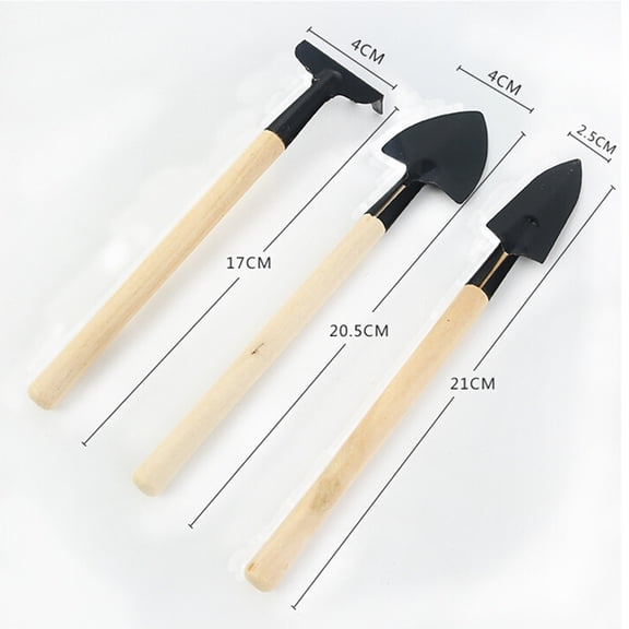Mobutofu 3-Piece Black Metal Gardening Tool Set for Potted Plants and Horticulture
