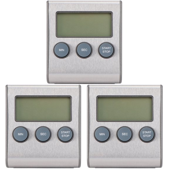 GOOHOCHY 3 PCS Stainless Steel Timer Digital Kitchen Clock Kitchen Timer Minute Timer