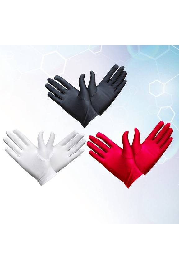3 Pairs Elastic Spandex Gloves Jewelry Inspection Gloves Etiquette Glove Performance Gloves (White + Black )