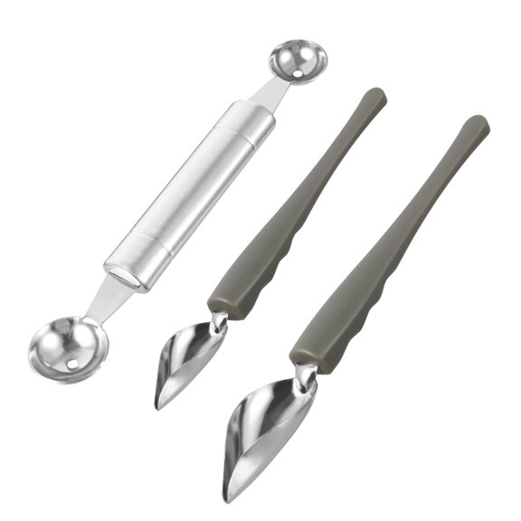 HONMEET Curved Handle Stainless Steel Sauce Dispensing Spoons for Bakers 3pcs