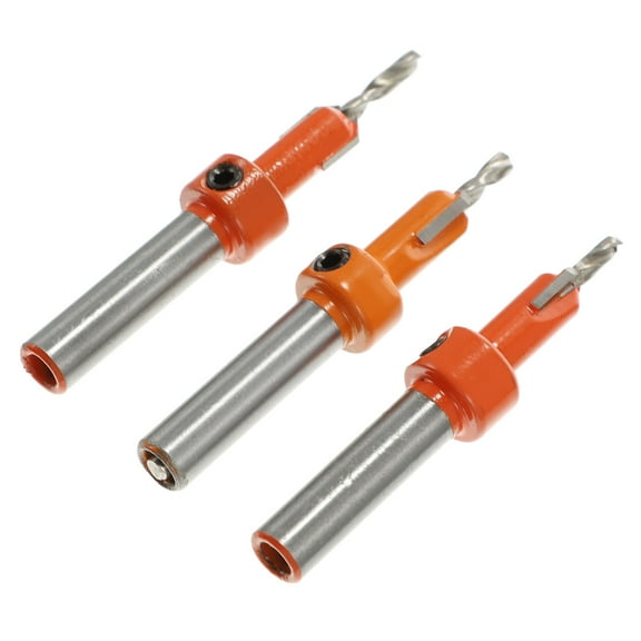 Mobutofu 3Pcs Steel Countersink Drill Bit Set Orange for Woodworking with Wrench and Reduced Heat