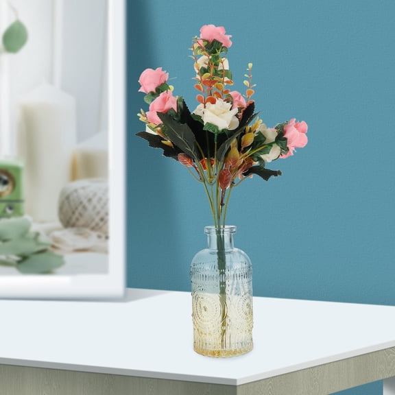 HINTRMENT Glass Flower Container Embossed Design Glass Multi-Colored 3Pcs Wedding Decoration
