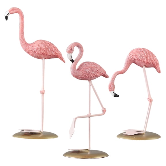GOOHOCHY 3 Pcs Figurine Party Cartoon Ornaments Colorful Flamingo Statue Office