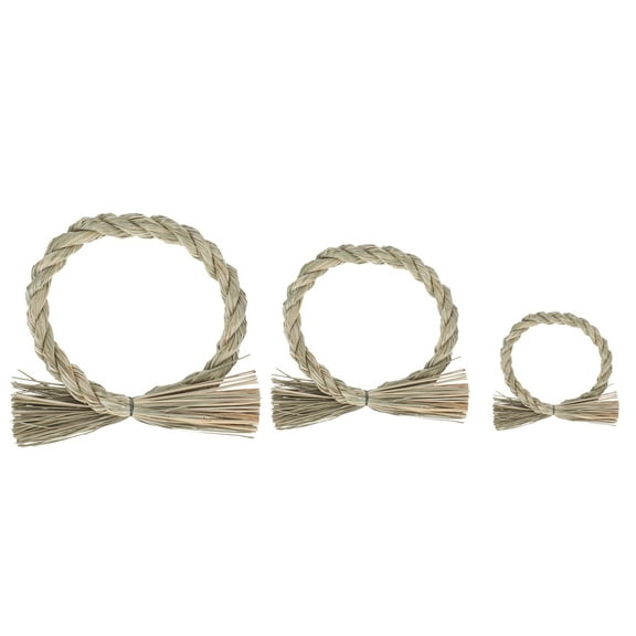 HONMEET 3Pcs Dry Straw Round Wreath Craft Material Khaki Simple Natural Decor for Home and Seasonal Projects