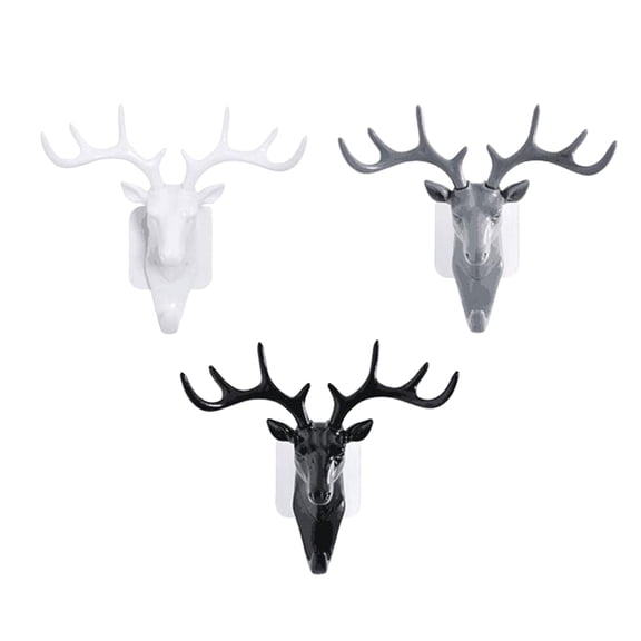 Mobutofu 3Pcs Black Plastic Antler Shape Wall Hooks Coat Clothes Hat Holder Home Decor