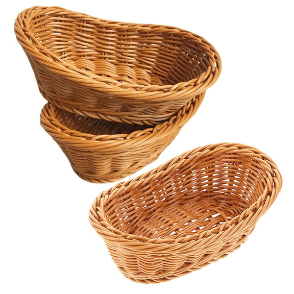 HONMEET Set of 3 Handwoven Plastic Storage Baskets for Snacks, Cosmetics, and Household Organization