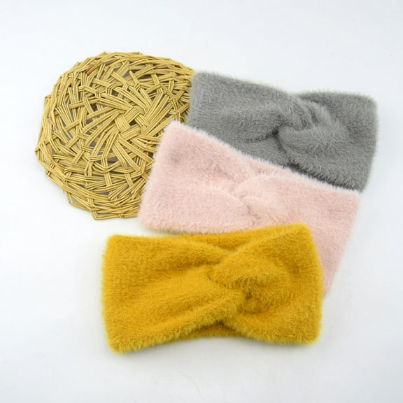 Mobutofu Faux Velvet Knot Headband for Women Warmth Keeping 3Pcs