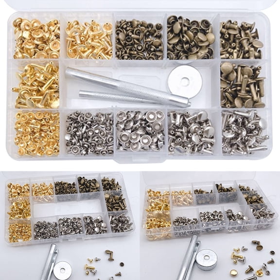 GOOHOCHY 3 Pieces Flat Rivet Studs for Shoes and Clothes with Assorted Color and Iron Material