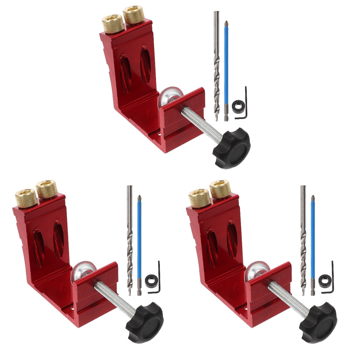 GOOHOCHY 3 Sets Drill Jig Pocket Hole Jig Slanted Hole Opener 9X9CM Red