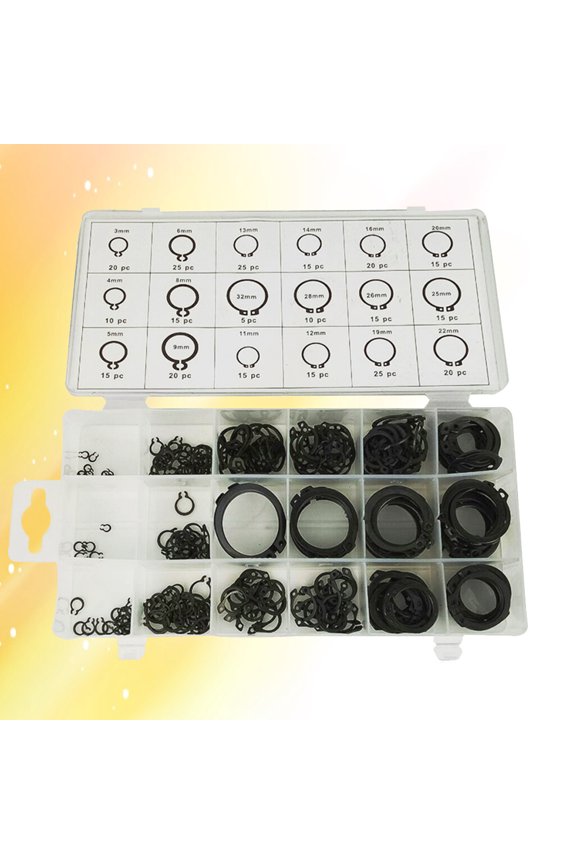 300 Pcs Kit Assorted External Snap Ring Circlip Black