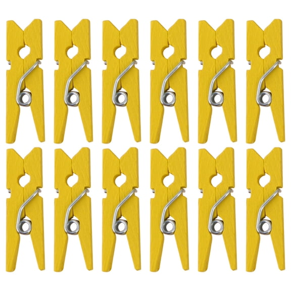 HINTRMENT Mini Small Clip Wooden Yellow 300Pcs 1X0.24X0.12In