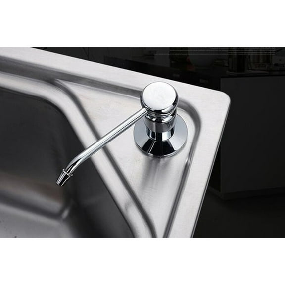 GOOHOCHY 304 Stainless Detergent Press Bottle Kitchen Sink Soap Dispenser Silver