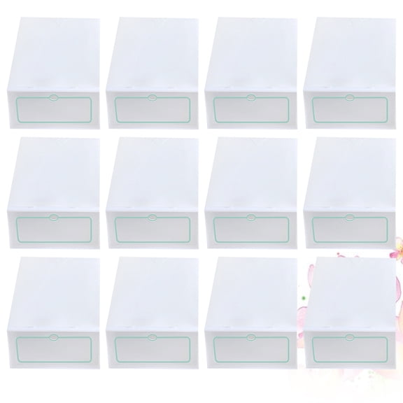 GOOHOCHY 30PCS Shoes Boxes Thickenes Transparent Stackable Plastic Shoes Storage Case Shoe Container  Size L (White)