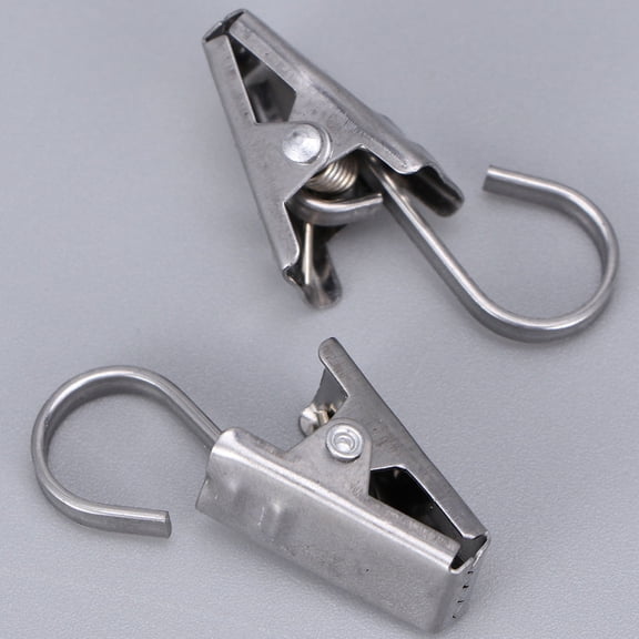 GOOHOCHY 36 PCS Window Shower Curtain Liner Hook Silver Hooks Photo Hanging