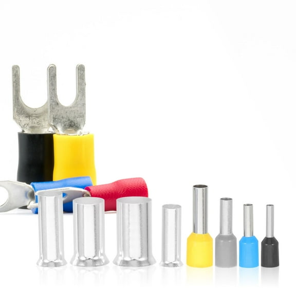 GOOHOCHY 390pcs Tinned Copper Wire Ferrules for Electrical Use 2/4/6/8/10/12/14/16A.W.G