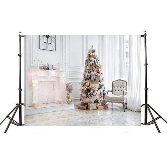 GOOHOCHY Christmas Tree 3D Photo Backdrop, Holiday Party Photography Background Cloth for Family Photos, Winter Decor Banner