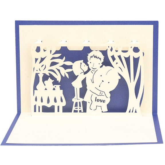 Mobutofu 1Pc Creative Beige 3D Greeting Card Paper Craft for Festival and Father's Day