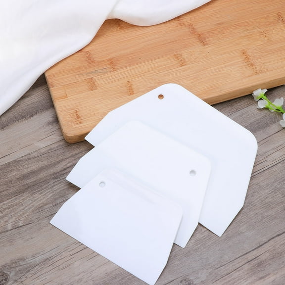 GOOHOCHY Various Cake Styles Cake Scraper 3Pcs White Food-Grade Plastic