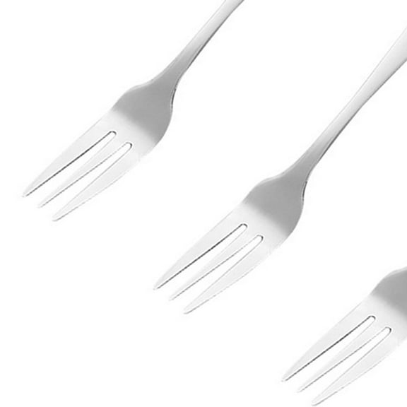GOOHOCHY 3Pack Three Tine Forks Silver 16Cm X 0.6In For Fruit Dessert Outdoor Picnic Camping