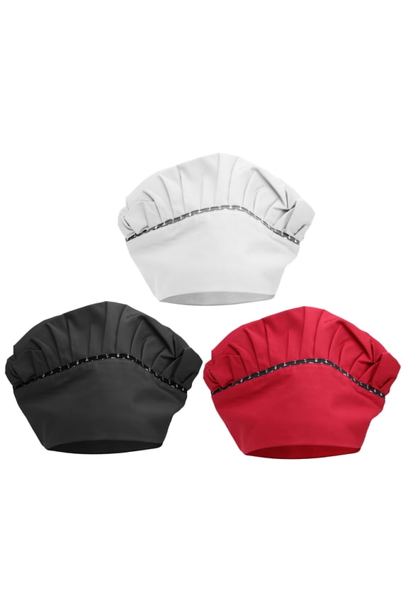 3Pcs Chef Work Hat for Kitchen Cotton Red Fish Pattern for Men Women