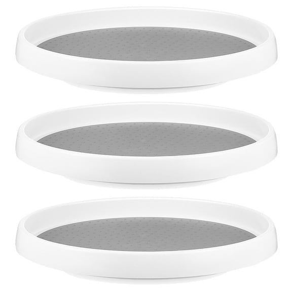 GOOHOCHY Plastic Spice Organizer Circular Turnable Tray 3Pcs For Kitchen Sundries