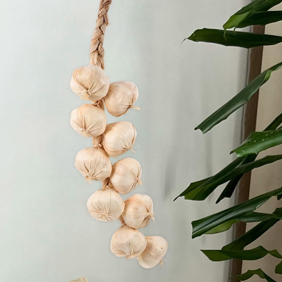 GOOHOCHY 3-Pack Fake Garlic Hanging Strings with White Round Bulbs and Stems for Table Decor and Educational Play