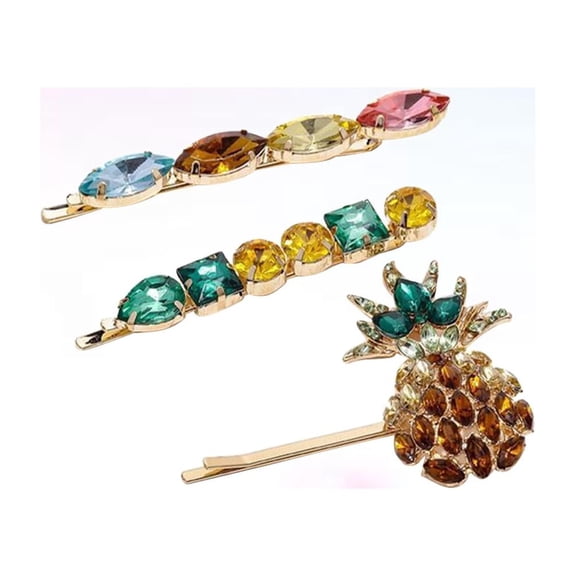 GOOHOCHY Pineapple Bang Clip Assorted Color Good Grip Acrylic Hair Accessory 3Pcs