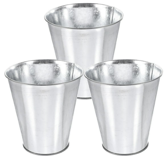 GOOHOCHY Portable Flower Bucket Silver 3Pcs 12X5.1In
