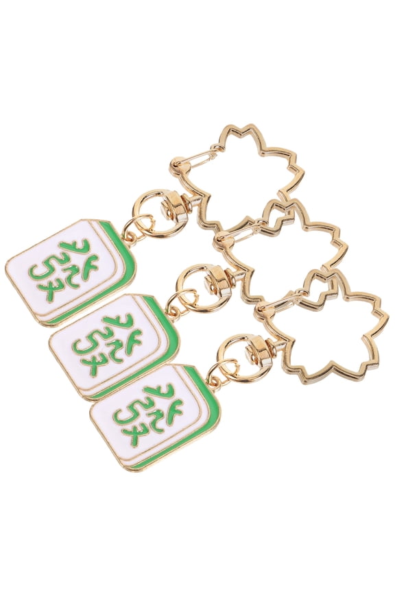 3Pcs Mahjong Tile Keychain Chinese Style Zinc Alloy Bag Hanging Decoration